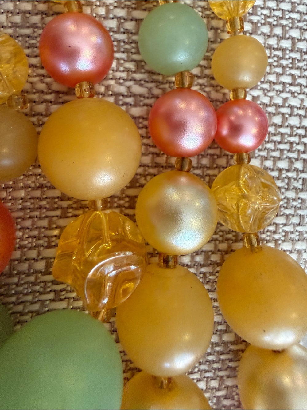 Vintage 1950s West Germany signed 3 Strand chunky Lucid bead necklace MCM - Picture 5 of 9